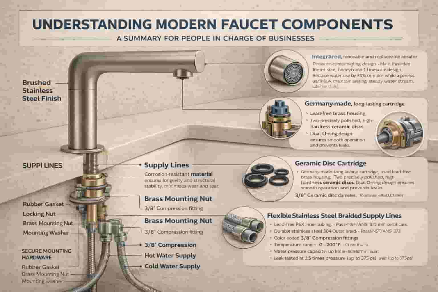Commercial bathroom fixtures used in airports, hospitals, and business infrastructure environments